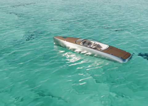 Oogverblindende aluminium elektrische boot haalt snelheden van 70 knopen