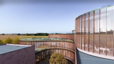 Neurowetenschappelijk instituut in vorm van hersenschors