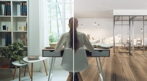 Hybride- of op kantoor werken. De meningen zijn verdeeld.