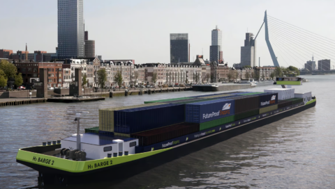 Binnenvaartschip op waterstof